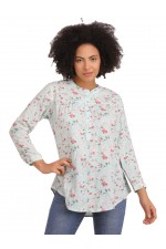 Calyx Clothing Polka Dots Printed Mandarin Collar Shirt Style Top