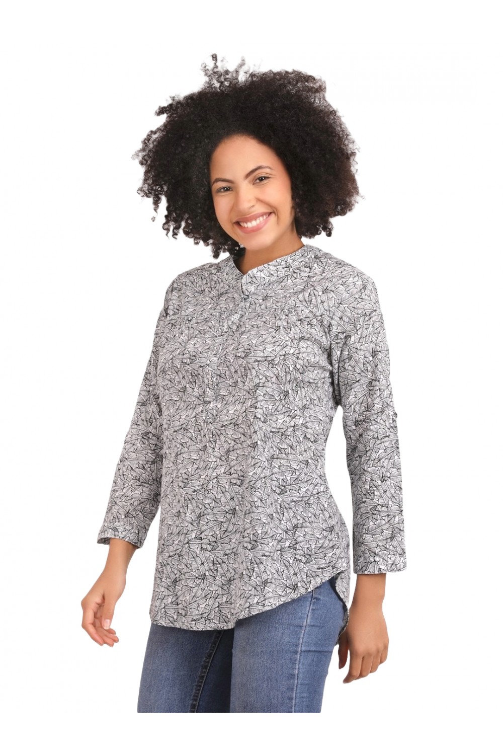 CALYX CLOTHING Mandarin Collar Regular Top