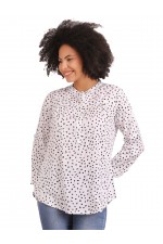 Calyx Clothing Polka Dots Printed Mandarin Collar Shirt Style Top