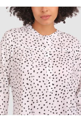Calyx Clothing Polka Dots Printed Mandarin Collar Shirt Style Top