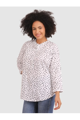 Calyx Clothing Polka Dots Printed Mandarin Collar Shirt Style Top