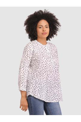 Calyx Clothing Polka Dots Printed Mandarin Collar Shirt Style Top