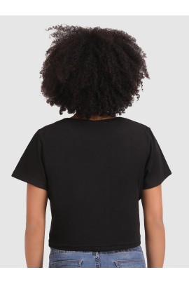 CALYX CLOTHING Round Neck Cotton Boxy Top Black