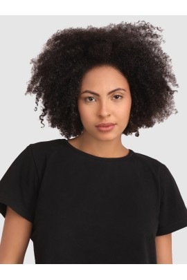 CALYX CLOTHING Round Neck Cotton Boxy Top Black