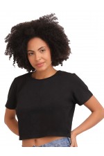 CALYX CLOTHING Round Neck Cotton Boxy Top Black
