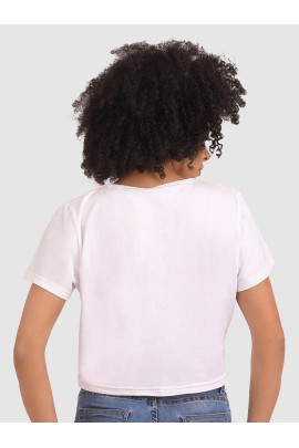 CALYX CLOTHING Round Neck Cotton Boxy Top White
