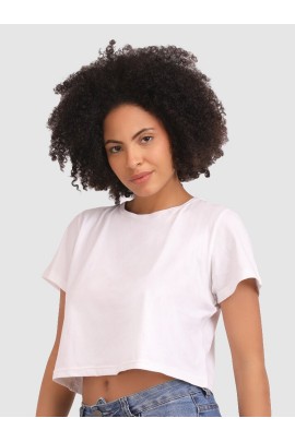 CALYX CLOTHING Round Neck Cotton Boxy Top White