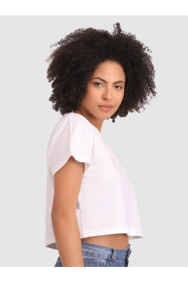 CALYX CLOTHING Round Neck Cotton Boxy Top White