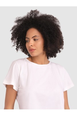 CALYX CLOTHING Round Neck Cotton Boxy Top White