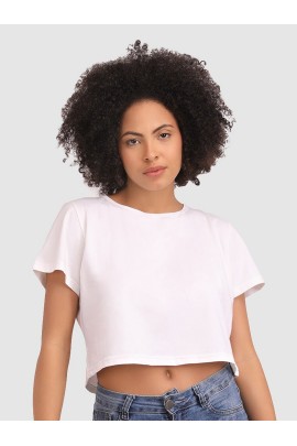 CALYX CLOTHING Round Neck Cotton Boxy Top White