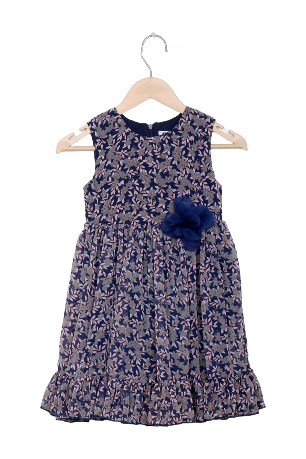 Calyx Clothing Girls Floral Print Round Neck Bow Detail Cotton A-Line Dress