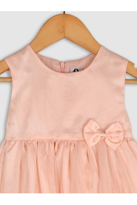 Calyx Clothing Girls Round Neck Satin Fit & Flare Dress