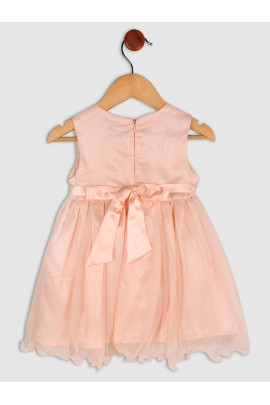 Calyx Clothing Girls Round Neck Satin Fit & Flare Dress