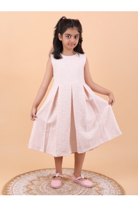 CALYX CLOTHING Stylish Soft Pink Co-Ord Set for Girls – Jacket & Extended Frock Styled Pleated Tunic | Party & Casual Wear 