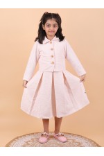 CALYX CLOTHING Stylish Soft Pink Co-Ord Set for Girls – Jacket & Extended Frock Styled Pleated Tunic | Party & Casual Wear 