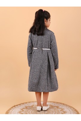 CALYX CLOTHING Stylish Grey and White Shrug Set for Girls with Multicolored brooch – Shrug & Extended Frock Styled Pleated Tunic | Party & Casual Wear