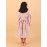 CALYX CLOTHING Peach Long-Sleeved Collared Dress with a Subtle Pattern and a Pleated Skirt Design | Fancy Long Frock