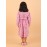 CALYX CLOTHING Pink Color Long-Sleeved Collared Dress with a Subtle Pattern and a Pleated Skirt Design | Fancy Long Frock