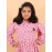 CALYX CLOTHING Pink Color Long-Sleeved Collared Dress with a Subtle Pattern and a Pleated Skirt Design | Fancy Long Frock