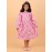 CALYX CLOTHING Pink Color Long-Sleeved Collared Dress with a Subtle Pattern and a Pleated Skirt Design | Fancy Long Frock