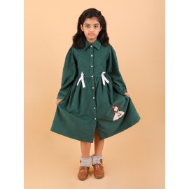 CALYX CLOTHING Girls' Green Corduroy Shirt Dress w..