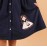 CALYX CLOTHING Girls Navy Blue Corduroy Shirt Dress with White Bow Details