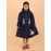 CALYX CLOTHING Girls Navy Blue Corduroy Shirt Dress with White Bow Details