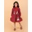 CALYX CLOTHING Girls' Maroon Corduroy Shirt Dress with White Bow Details