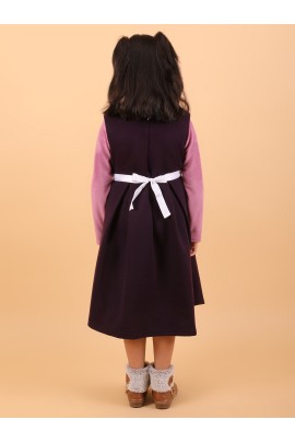 CALYX CLOTHING Sweet Purple Ribbed Dress with Long Sleeves & Bow Accent