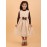 CALYX CLOTHING Sweet Beige Ribbed Dress with Long Sleeves & Bow Accent