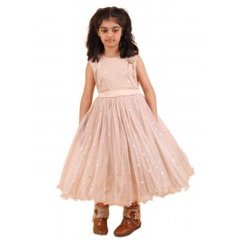 Calyx Clothing Girls Peach Star Print Net Party Go..