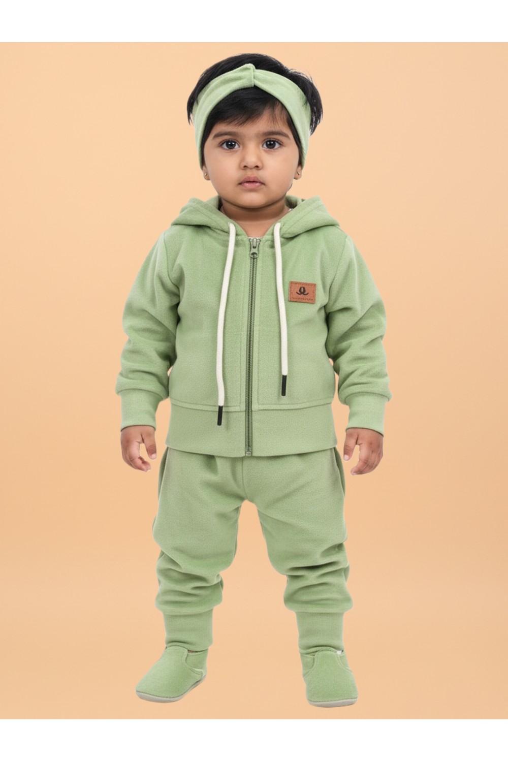 Calyx Clothing Baby Girls’ Full Sleeve Hoodie & Jogger Set Green