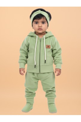 Calyx Clothing Baby Girls’ Full Sleeve Hoodie & Jogger Set Green