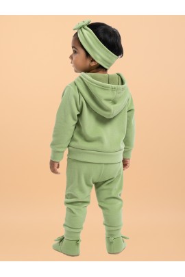 Calyx Clothing Baby Girls’ Full Sleeve Hoodie & Jogger Set Green