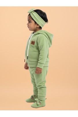 Calyx Clothing Baby Girls’ Full Sleeve Hoodie & Jogger Set Green