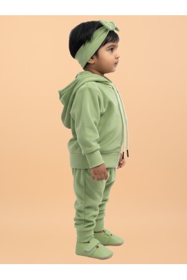 Calyx Clothing Baby Girls’ Full Sleeve Hoodie & Jogger Set Green