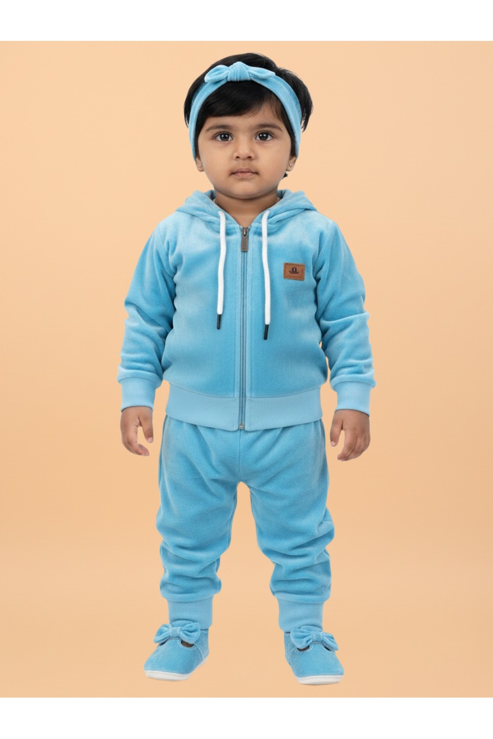 Calyx Clothing Baby Girls’ Full Sleeve Hoodie & Jogger Set Sky Blue