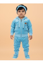 Calyx Clothing Baby Girls’ Full Sleeve Hoodie & Jogger Set Sky Blue