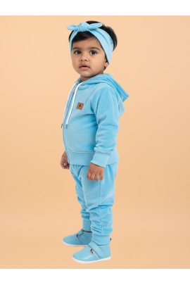 Calyx Clothing Baby Girls’ Full Sleeve Hoodie & Jogger Set Sky Blue