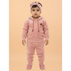 Calyx Clothing Baby Girls’ Full Sleeve Hoodie & Jogger Set Peach