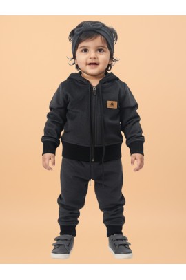 Calyx Clothing Baby Girls’ Full Sleeve Hoodie & Jogger Set Black