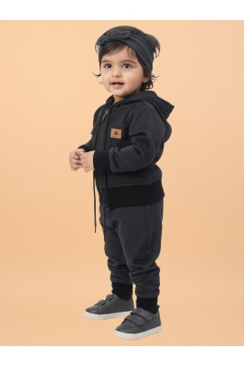 Calyx Clothing Baby Girls’ Full Sleeve Hoodie & Jogger Set Black