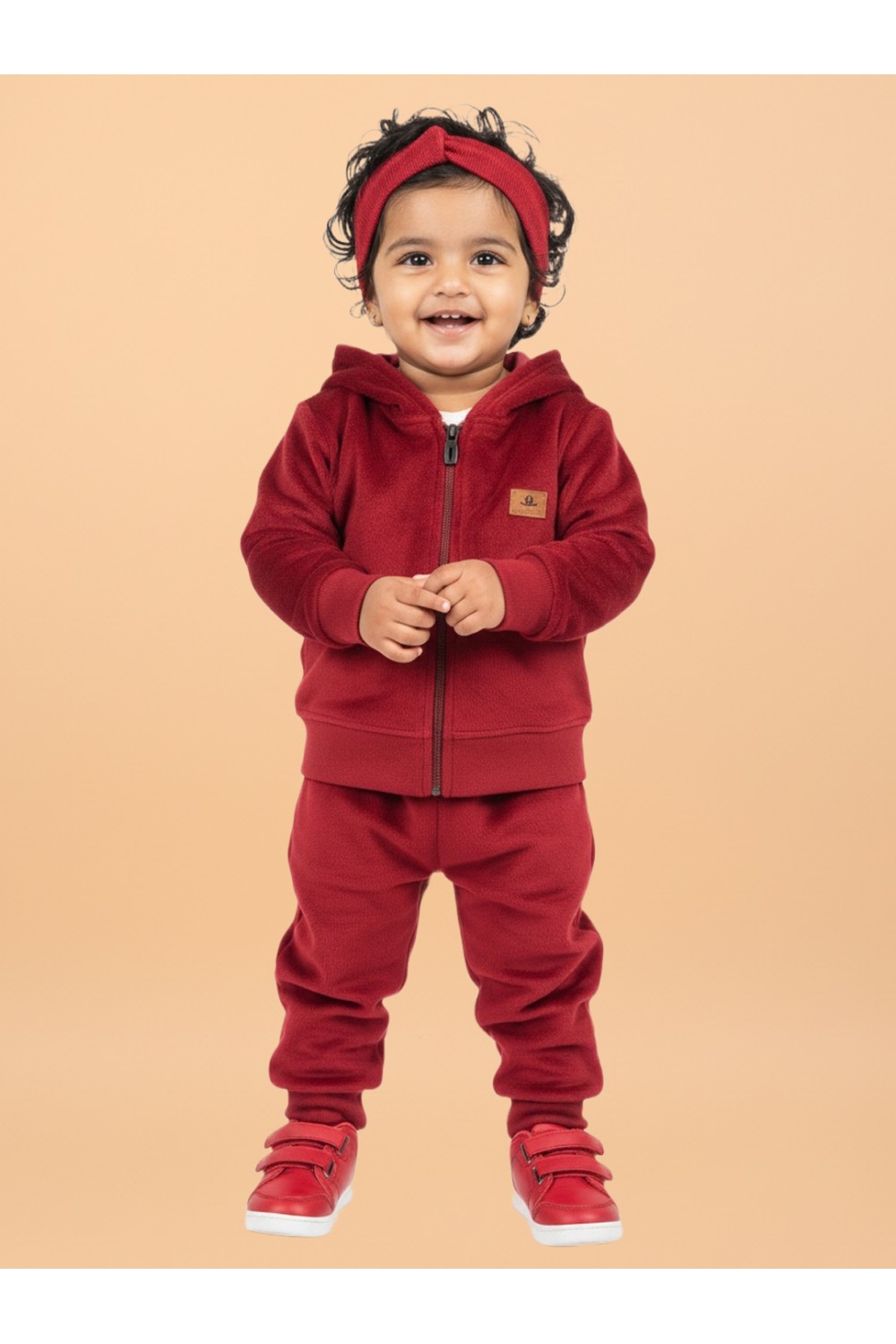 Calyx Clothing Baby Girls’ Full Sleeve Hoodie & Jogger Set Maroon