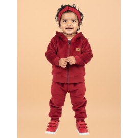 Calyx Clothing Baby Girls’ Full Sleeve Hoodie & Jogger Set Maroon