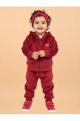 Calyx Clothing Baby Girls’ Full Sleeve Hoodie & Jogger Set Maroon