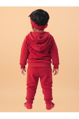 Calyx Clothing Baby Girls’ Full Sleeve Hoodie & Jogger Set Maroon