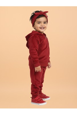 Calyx Clothing Baby Girls’ Full Sleeve Hoodie & Jogger Set Maroon