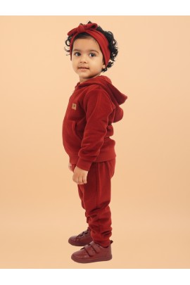 Calyx Clothing Baby Girls’ Full Sleeve Hoodie & Jogger Set Maroon