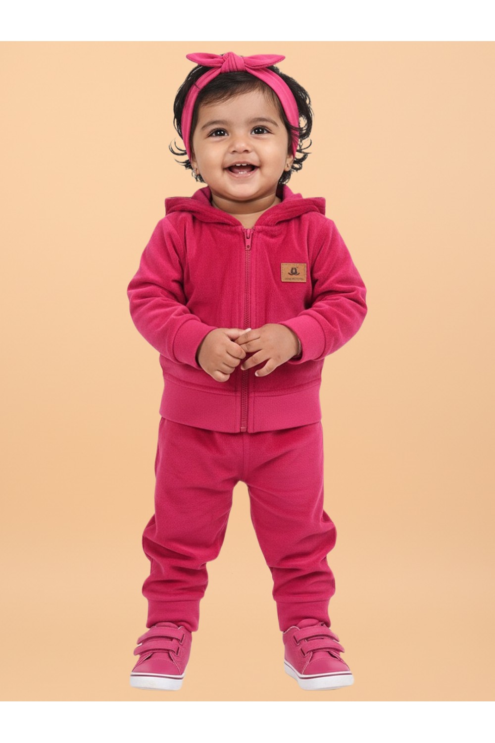 Calyx Clothing Baby Girls’ Full Sleeve Hoodie & Jogger Set Pink