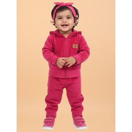 Calyx Clothing Baby Girls’ Full Sleeve Hoodie & Jogger Set Pink